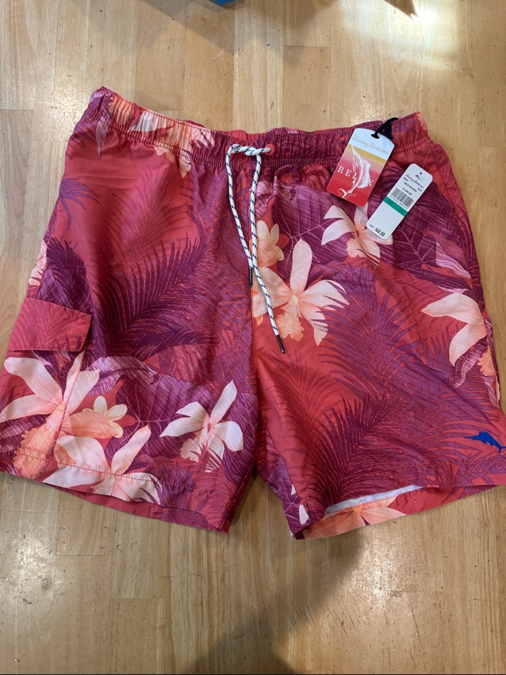 Tommy Bahama Red Tropical Floral Swim Shorts